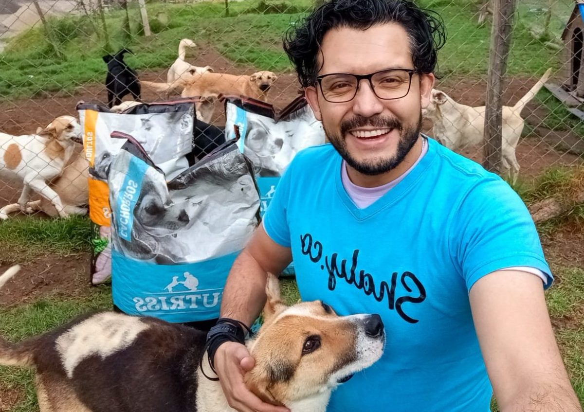 Perritos y gaticos de la calle comiendo en uno de nuestros comedores comunitarios