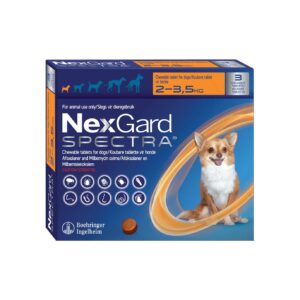 Nexgard Spectra Antiparasitario interno y externo de 2 a 3.5 Kg para perros | 🐶 | Desparasitante (Naranja) | Boehringer Ingelheim